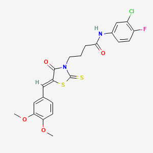 N-(3-chloro-4-fluorophenyl)-4-[5-(3,4-dimethoxybenzylidene)-4-oxo-2-thioxo-1,3-thiazolidin-3-yl]butanamide