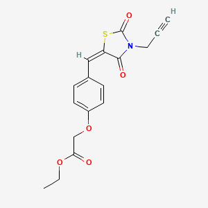 molecular formula C17H15NO5S B3669277 ethyl (4-{[2,4-dioxo-3-(2-propyn-1-yl)-1,3-thiazolidin-5-ylidene]methyl}phenoxy)acetate 