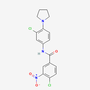 molecular formula C17H15Cl2N3O3 B3669332 4-chloro-N-[3-chloro-4-(1-pyrrolidinyl)phenyl]-3-nitrobenzamide 