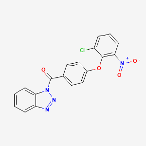 molecular formula C19H11ClN4O4 B3669342 1-[4-(2-chloro-6-nitrophenoxy)benzoyl]-1H-1,2,3-benzotriazole 