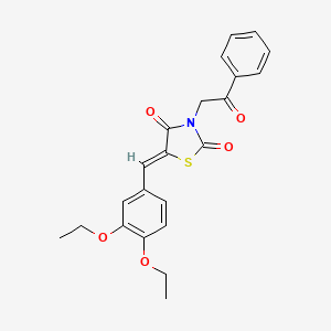 molecular formula C22H21NO5S B3669427 5-(3,4-diethoxybenzylidene)-3-(2-oxo-2-phenylethyl)-1,3-thiazolidine-2,4-dione 