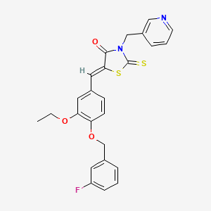 5-{3-ethoxy-4-[(3-fluorobenzyl)oxy]benzylidene}-3-(3-pyridinylmethyl)-2-thioxo-1,3-thiazolidin-4-one