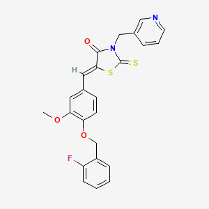 molecular formula C24H19FN2O3S2 B3669476 5-{4-[(2-fluorobenzyl)oxy]-3-methoxybenzylidene}-3-(3-pyridinylmethyl)-2-thioxo-1,3-thiazolidin-4-one 