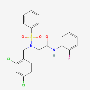 molecular formula C21H17Cl2FN2O3S B3669523 N~2~-(2,4-dichlorobenzyl)-N~1~-(2-fluorophenyl)-N~2~-(phenylsulfonyl)glycinamide 