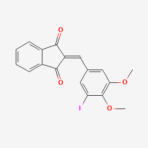 molecular formula C18H13IO4 B3669546 2-(3-iodo-4,5-dimethoxybenzylidene)-1H-indene-1,3(2H)-dione 