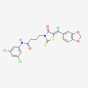 4-[5-(1,3-benzodioxol-5-ylmethylene)-4-oxo-2-thioxo-1,3-thiazolidin-3-yl]-N-(3,5-dichlorophenyl)butanamide