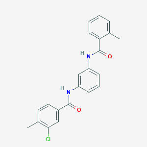 molecular formula C22H19ClN2O2 B3669661 3-chloro-4-methyl-N-{3-[(2-methylbenzoyl)amino]phenyl}benzamide 