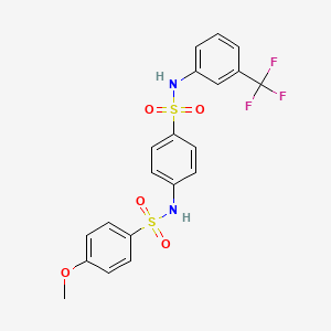 molecular formula C20H17F3N2O5S2 B3669664 4-methoxy-N-[4-({[3-(trifluoromethyl)phenyl]amino}sulfonyl)phenyl]benzenesulfonamide 