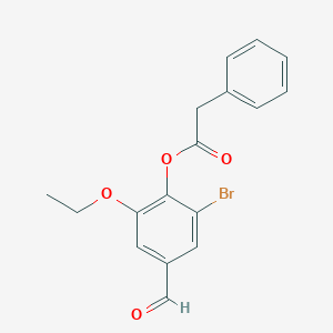 molecular formula C17H15BrO4 B3669685 2-bromo-6-ethoxy-4-formylphenyl phenylacetate 