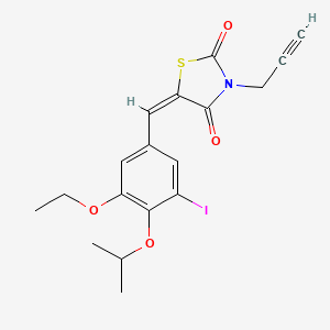 molecular formula C18H18INO4S B3669707 5-(3-ethoxy-5-iodo-4-isopropoxybenzylidene)-3-(2-propyn-1-yl)-1,3-thiazolidine-2,4-dione 