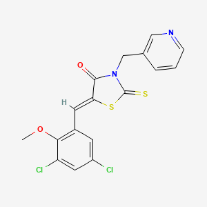 molecular formula C17H12Cl2N2O2S2 B3669845 5-(3,5-dichloro-2-methoxybenzylidene)-3-(3-pyridinylmethyl)-2-thioxo-1,3-thiazolidin-4-one 