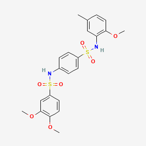 molecular formula C22H24N2O7S2 B3669875 3,4-dimethoxy-N-(4-{[(2-methoxy-5-methylphenyl)amino]sulfonyl}phenyl)benzenesulfonamide 