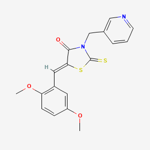 molecular formula C18H16N2O3S2 B3669884 5-[(Z)-1-(2,5-DIMETHOXYPHENYL)METHYLIDENE]-3-(3-PYRIDYLMETHYL)-2-THIOXO-1,3-THIAZOLAN-4-ONE 