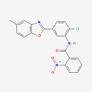 molecular formula C21H14ClN3O4 B3669889 N-[2-chloro-5-(5-methyl-1,3-benzoxazol-2-yl)phenyl]-2-nitrobenzamide 