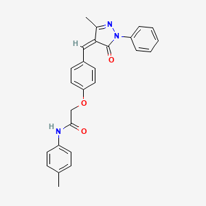 2-{4-[(3-methyl-5-oxo-1-phenyl-1,5-dihydro-4H-pyrazol-4-ylidene)methyl]phenoxy}-N-(4-methylphenyl)acetamide