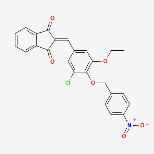 molecular formula C25H18ClNO6 B3669944 2-{3-chloro-5-ethoxy-4-[(4-nitrobenzyl)oxy]benzylidene}-1H-indene-1,3(2H)-dione 