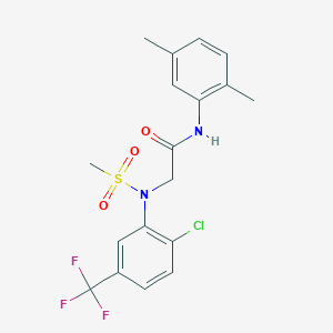 molecular formula C18H18ClF3N2O3S B3669969 N~2~-[2-chloro-5-(trifluoromethyl)phenyl]-N~1~-(2,5-dimethylphenyl)-N~2~-(methylsulfonyl)glycinamide 