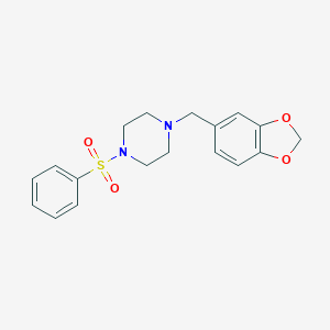 molecular formula C18H20N2O4S B367004 1-Benzenesulfonyl-4-benzo[1,3]dioxol-5-ylmethyl-piperazine CAS No. 346725-52-8