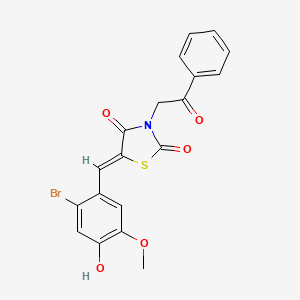 5-(2-bromo-4-hydroxy-5-methoxybenzylidene)-3-(2-oxo-2-phenylethyl)-1,3-thiazolidine-2,4-dione