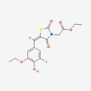 molecular formula C16H16INO6S B3670355 ethyl [5-(3-ethoxy-4-hydroxy-5-iodobenzylidene)-2,4-dioxo-1,3-thiazolidin-3-yl]acetate 