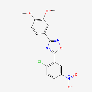 molecular formula C16H12ClN3O5 B3670430 5-(2-chloro-5-nitrophenyl)-3-(3,4-dimethoxyphenyl)-1,2,4-oxadiazole 