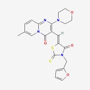 molecular formula C22H20N4O4S2 B3670444 3-{[3-(2-furylmethyl)-4-oxo-2-thioxo-1,3-thiazolidin-5-ylidene]methyl}-7-methyl-2-(4-morpholinyl)-4H-pyrido[1,2-a]pyrimidin-4-one 