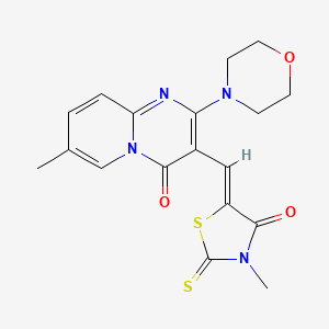 molecular formula C18H18N4O3S2 B3670460 7-methyl-3-[(Z)-(3-methyl-4-oxo-2-thioxo-1,3-thiazolidin-5-ylidene)methyl]-2-(morpholin-4-yl)-4H-pyrido[1,2-a]pyrimidin-4-one 