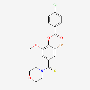 2-bromo-6-methoxy-4-(4-morpholinylcarbonothioyl)phenyl 4-chlorobenzoate