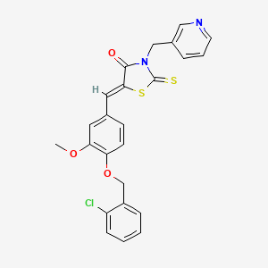 molecular formula C24H19ClN2O3S2 B3670490 5-{4-[(2-chlorobenzyl)oxy]-3-methoxybenzylidene}-3-(3-pyridinylmethyl)-2-thioxo-1,3-thiazolidin-4-one 