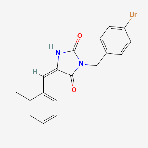 (5E)-3-[(4-bromophenyl)methyl]-5-[(2-methylphenyl)methylidene]imidazolidine-2,4-dione