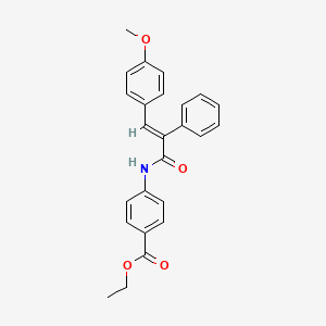 molecular formula C25H23NO4 B3670520 ethyl 4-{[3-(4-methoxyphenyl)-2-phenylacryloyl]amino}benzoate 