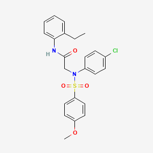 molecular formula C23H23ClN2O4S B3670525 2-[N-(4-CHLOROPHENYL)4-METHOXYBENZENESULFONAMIDO]-N-(2-ETHYLPHENYL)ACETAMIDE 