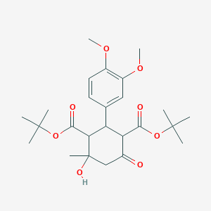 molecular formula C25H36O8 B367055 Ditert-butyl 2-(3,4-dimethoxyphenyl)-4-hydroxy-4-methyl-6-oxocyclohexane-1,3-dicarboxylate CAS No. 459148-00-6