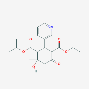 molecular formula C20H27NO6 B367060 4-Hydroxy-4-methyl-6-oxo-2-pyridin-3-yl-cyclohexane-1,3-dicarboxylic acid diisopropyl ester CAS No. 1005054-18-1
