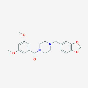 molecular formula C21H24N2O5 B367061 1-(1,3-Benzodioxol-5-ylmethyl)-4-(3,5-dimethoxybenzoyl)piperazine CAS No. 346725-51-7
