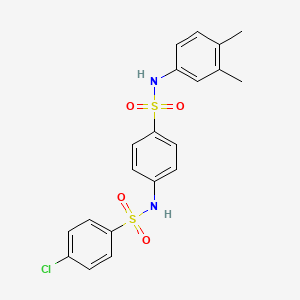 molecular formula C20H19ClN2O4S2 B3670611 4-chloro-N-(4-{[(3,4-dimethylphenyl)amino]sulfonyl}phenyl)benzenesulfonamide 