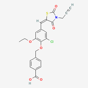 molecular formula C23H18ClNO6S B3670678 4-[(2-chloro-4-{[2,4-dioxo-3-(2-propyn-1-yl)-1,3-thiazolidin-5-ylidene]methyl}-6-ethoxyphenoxy)methyl]benzoic acid 