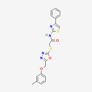 2-({5-[(3-methylphenoxy)methyl]-1,3,4-oxadiazol-2-yl}sulfanyl)-N-(4-phenyl-1,3-thiazol-2-yl)acetamide