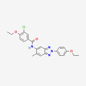 molecular formula C24H23ClN4O3 B3670766 3-chloro-4-ethoxy-N-[2-(4-ethoxyphenyl)-6-methyl-2H-1,2,3-benzotriazol-5-yl]benzamide 