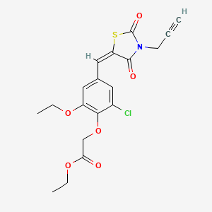 molecular formula C19H18ClNO6S B3670844 ethyl (2-chloro-4-{[2,4-dioxo-3-(2-propyn-1-yl)-1,3-thiazolidin-5-ylidene]methyl}-6-ethoxyphenoxy)acetate 