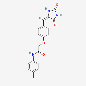 molecular formula C19H17N3O4 B3670886 2-(4-{[(4E)-2,5-DIOXOIMIDAZOLIDIN-4-YLIDENE]METHYL}PHENOXY)-N-(4-METHYLPHENYL)ACETAMIDE 