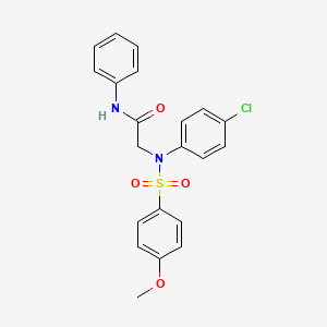 molecular formula C21H19ClN2O4S B3670893 2-[N-(4-CHLOROPHENYL)4-METHOXYBENZENESULFONAMIDO]-N-PHENYLACETAMIDE 