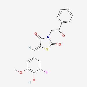 5-(4-hydroxy-3-iodo-5-methoxybenzylidene)-3-(2-oxo-2-phenylethyl)-1,3-thiazolidine-2,4-dione