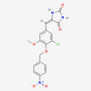 molecular formula C18H14ClN3O6 B3670984 5-{3-chloro-5-methoxy-4-[(4-nitrobenzyl)oxy]benzylidene}-2,4-imidazolidinedione 