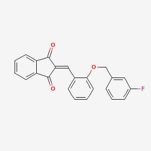 molecular formula C23H15FO3 B3671043 2-{2-[(3-fluorobenzyl)oxy]benzylidene}-1H-indene-1,3(2H)-dione 