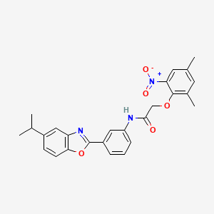 molecular formula C26H25N3O5 B3671055 2-(2,4-dimethyl-6-nitrophenoxy)-N-[3-(5-isopropyl-1,3-benzoxazol-2-yl)phenyl]acetamide 