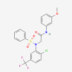 molecular formula C22H18ClF3N2O4S B3671167 N~2~-[2-chloro-5-(trifluoromethyl)phenyl]-N~1~-(3-methoxyphenyl)-N~2~-(phenylsulfonyl)glycinamide 