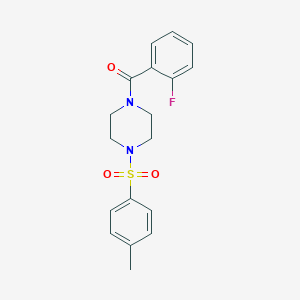 molecular formula C18H19FN2O3S B367117 1-(2-Fluorobenzoyl)-4-[(4-methylphenyl)sulfonyl]piperazine CAS No. 489401-83-4