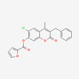 3-benzyl-6-chloro-4-methyl-2-oxo-2H-chromen-7-yl 2-furoate