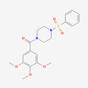 molecular formula C20H24N2O6S B367118 (4-(Phenylsulfonyl)piperazin-1-yl)(3,4,5-trimethoxyphenyl)methanone CAS No. 333757-12-3